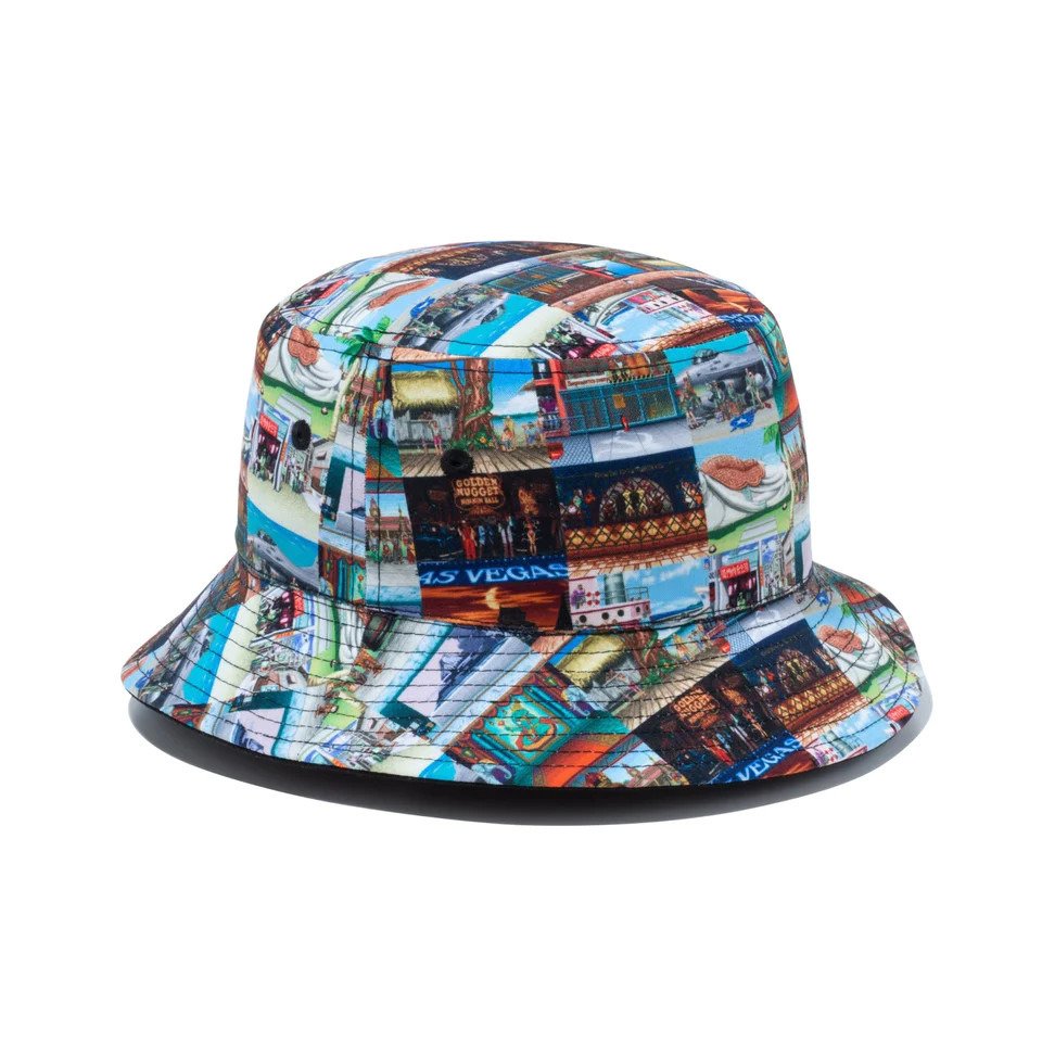 ニューエラ（NEW ERA）（メンズ、レディース）帽子 バケット01 リバーシブル ストリートファイター2 ステージ ブラック オールオーバープリント 14125277