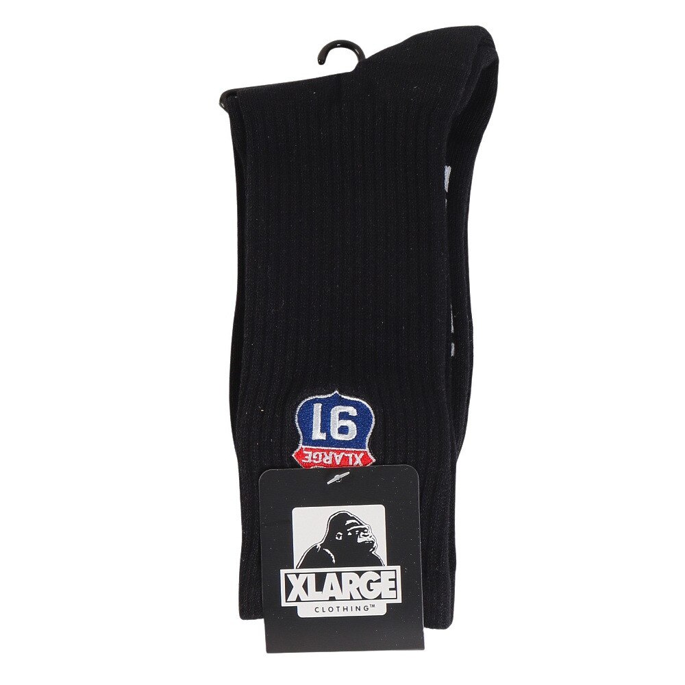 エクストララージ（XLARGE）（メンズ）XL 91 EMBROIDERED ソックス 1足組 101234054003-BLACK