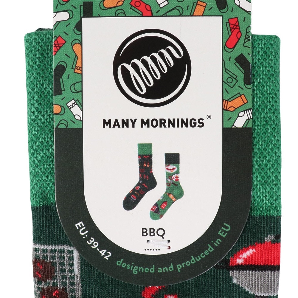 メニーモーニングス（MANY MORNINGS）（メンズ）レギュラーソックス Food 1足組 BBQ Time