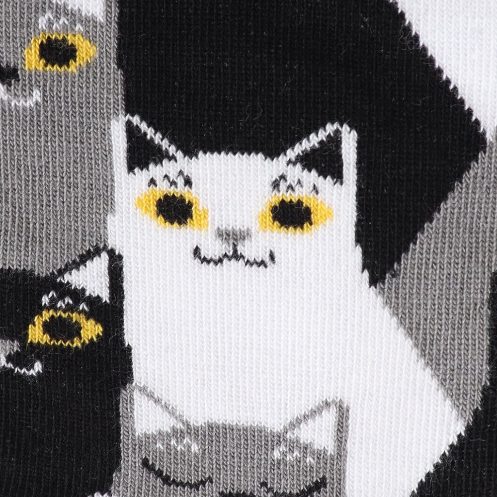 メニーモーニングス（MANY MORNINGS）（メンズ、レディース）レギュラーソックス Animals 1足組 Black Cat
