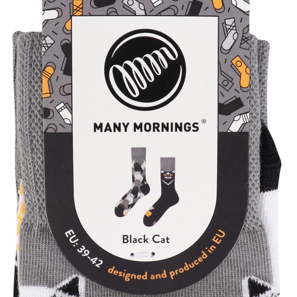 メニーモーニングス（MANY MORNINGS）（メンズ、レディース）レギュラーソックス Animals 1足組 Black Cat
