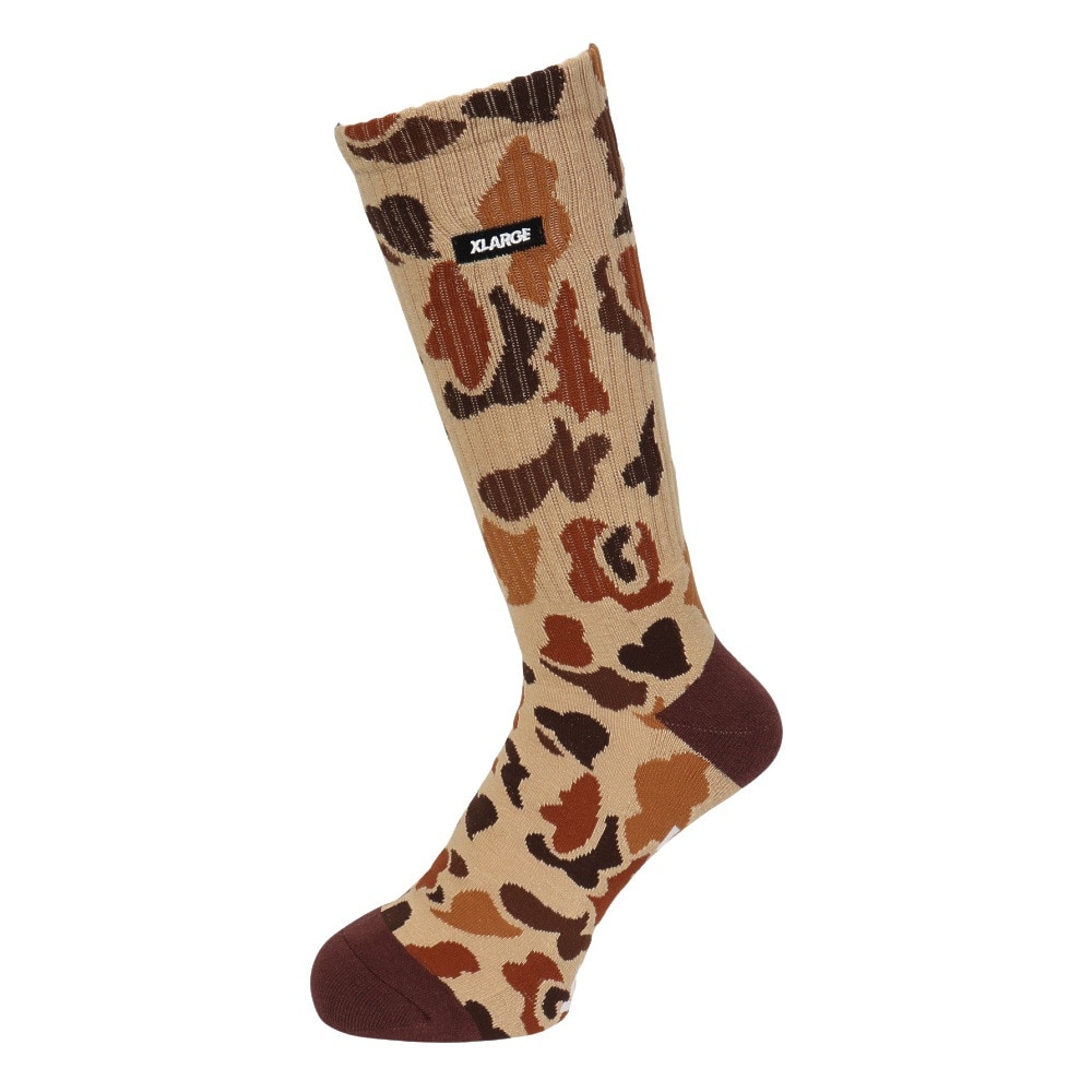 エクストララージ（XLARGE）（メンズ）SQUARE ロゴ ソックス 101244054002-BROWN