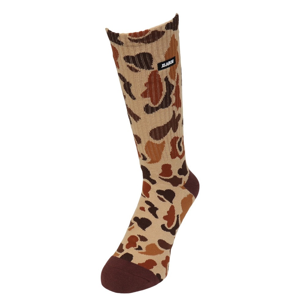 エクストララージ（XLARGE）（メンズ）SQUARE ロゴ ソックス 101244054002-BROWN