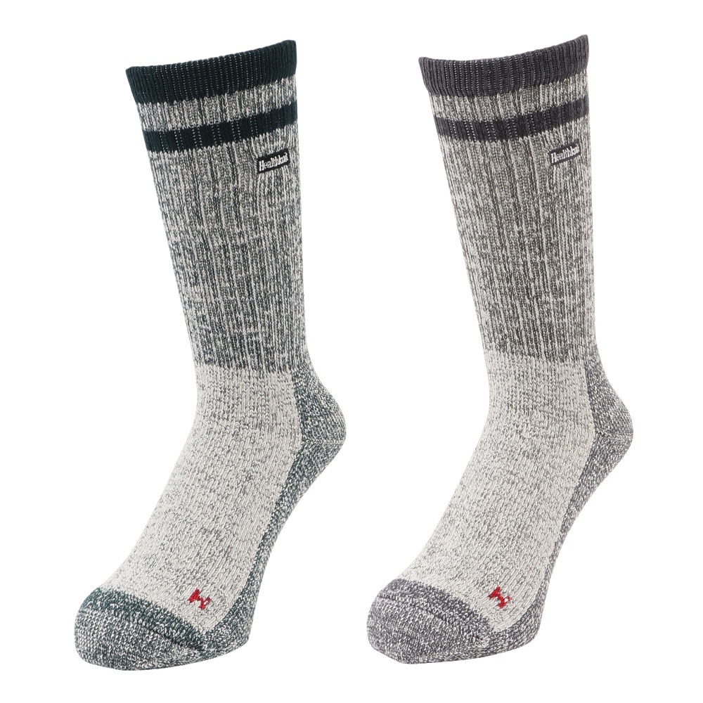 ヘルスニット（Healthknit）（メンズ）2本ライン ロゴ ソックス 2足組 191-3705