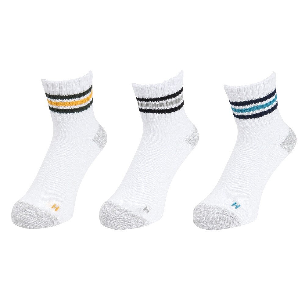 ヘルスニット（Healthknit）（メンズ）シンカー3本ライン 3足組ソックス 191-3713