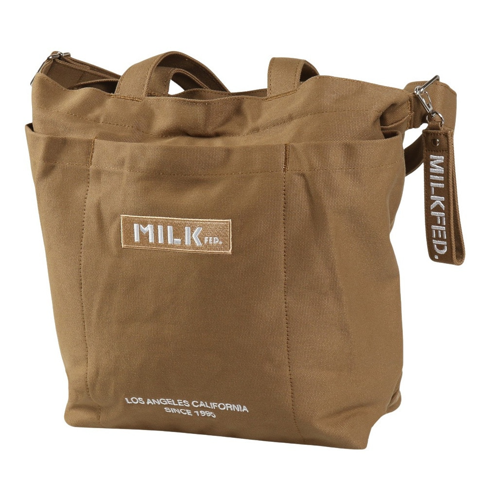 ミルクフェド（MILKFED.）（レディース）BAR AND UNDER ロゴ ビッグ キャンバストートバッグ 103201053013-BEIGE