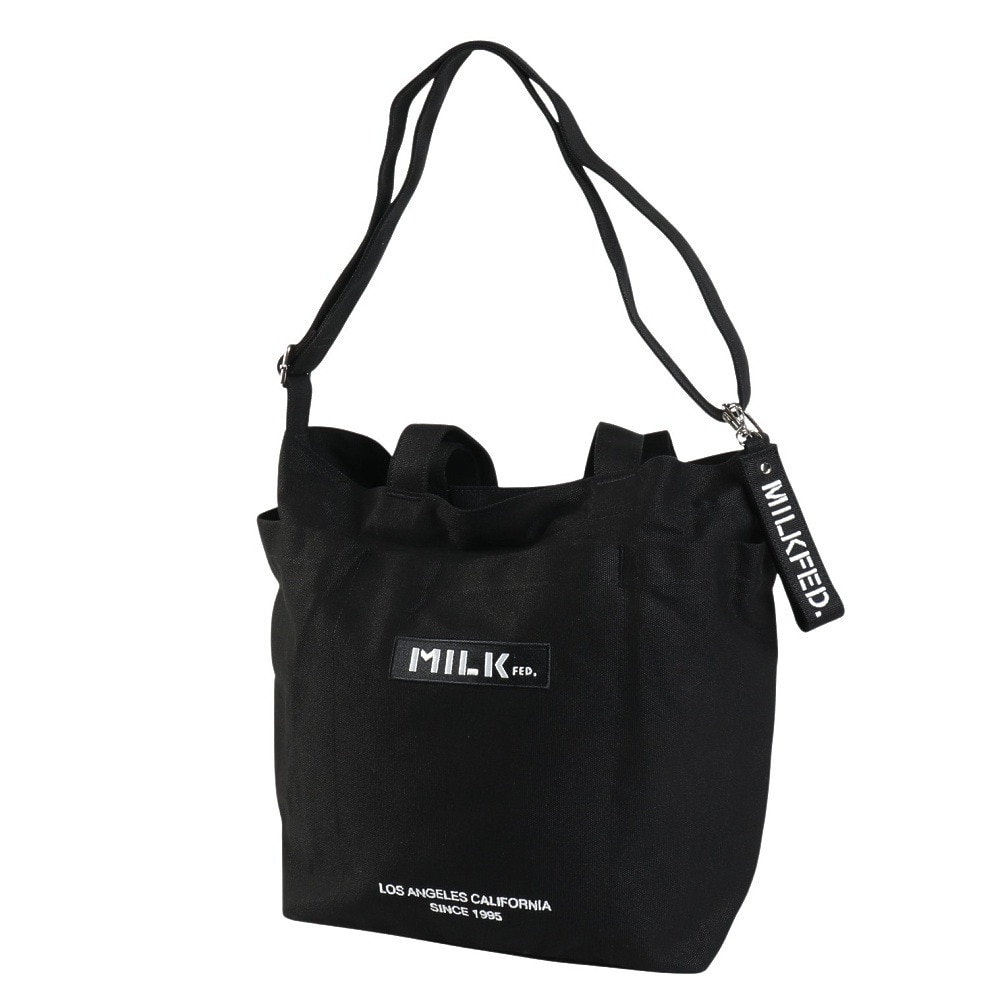 ミルクフェド（MILKFED.）（レディース）BAR AND UNDER ロゴ ビッグ キャンバストートバッグ 103201053013-BLACK