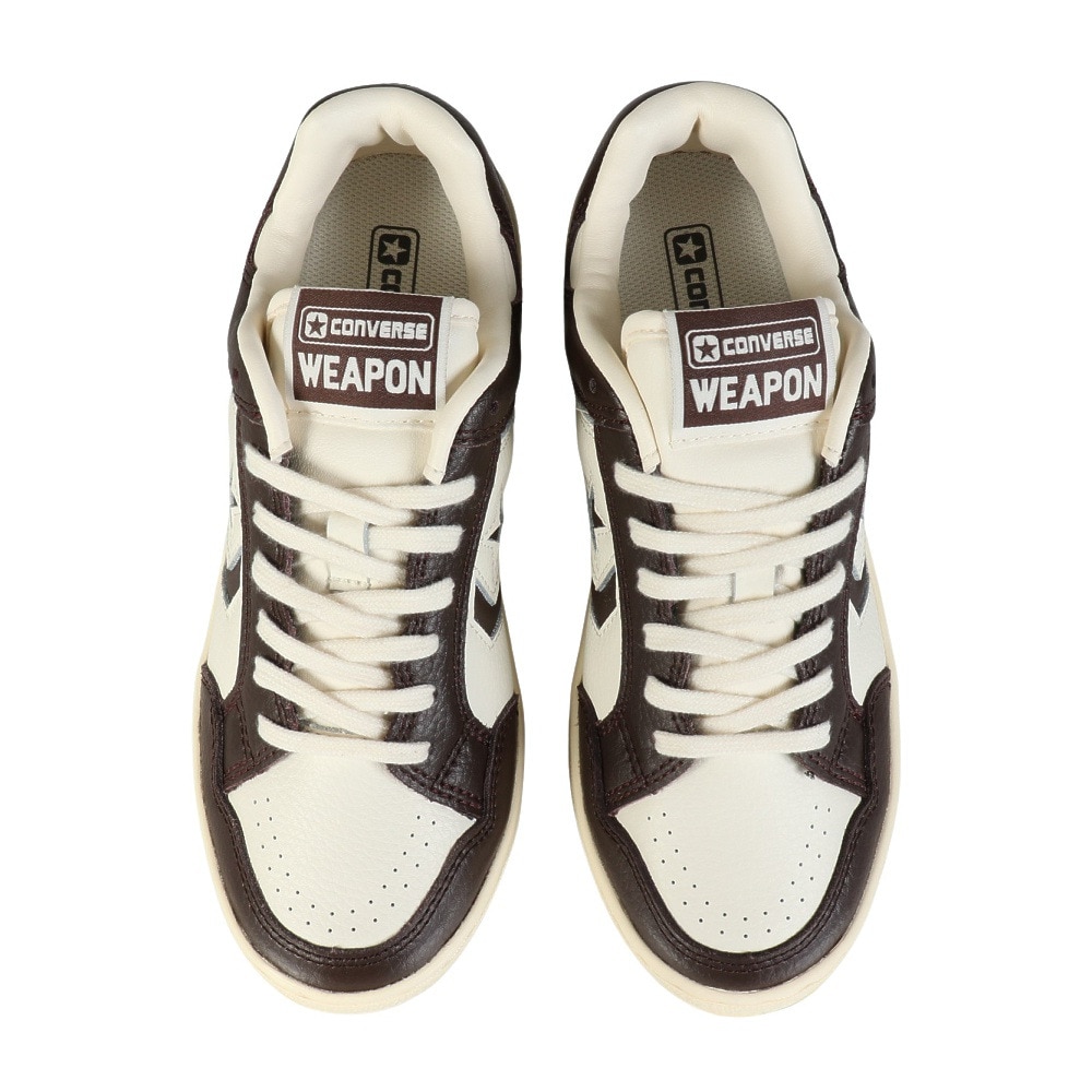 コンバース（CONVERSE）（メンズ、レディース）スニーカー タウンシューズ ウエポン SL OX O/B ホワイト ブラウン33701920