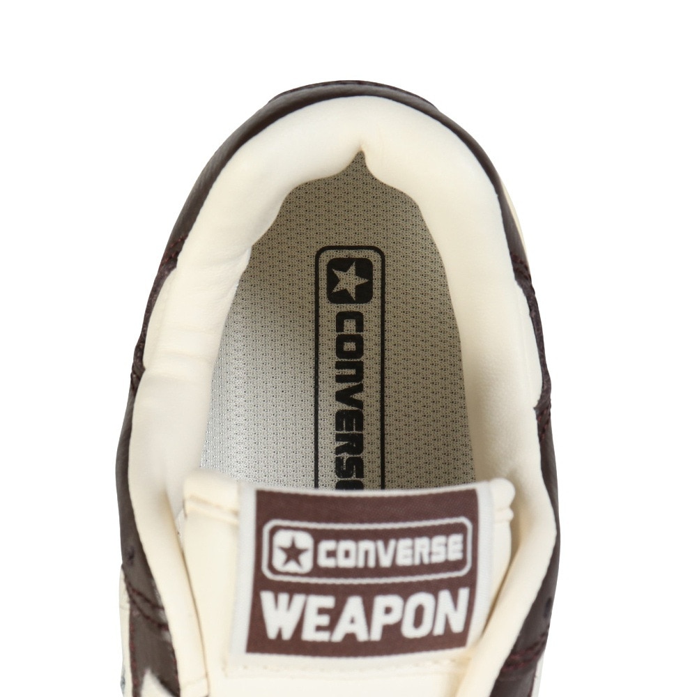 コンバース（CONVERSE）（メンズ、レディース）スニーカー タウンシューズ ウエポン SL OX O/B ホワイト ブラウン33701920
