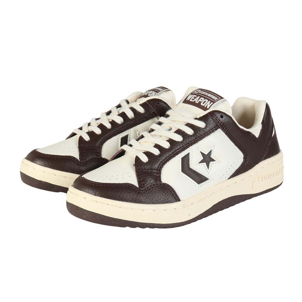 コンバース（CONVERSE）（メンズ、レディース）スニーカー タウンシューズ ウエポン SL OX O/B ホワイト ブラウン33701920