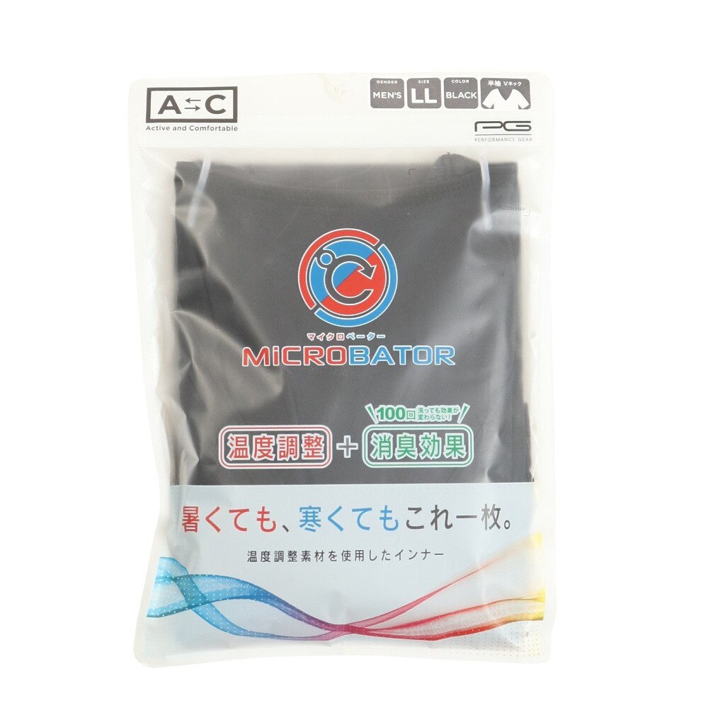 エーシーピージー（ACPG）（メンズ）MB半袖Vネックシャツ 891PA1ES8610BLK