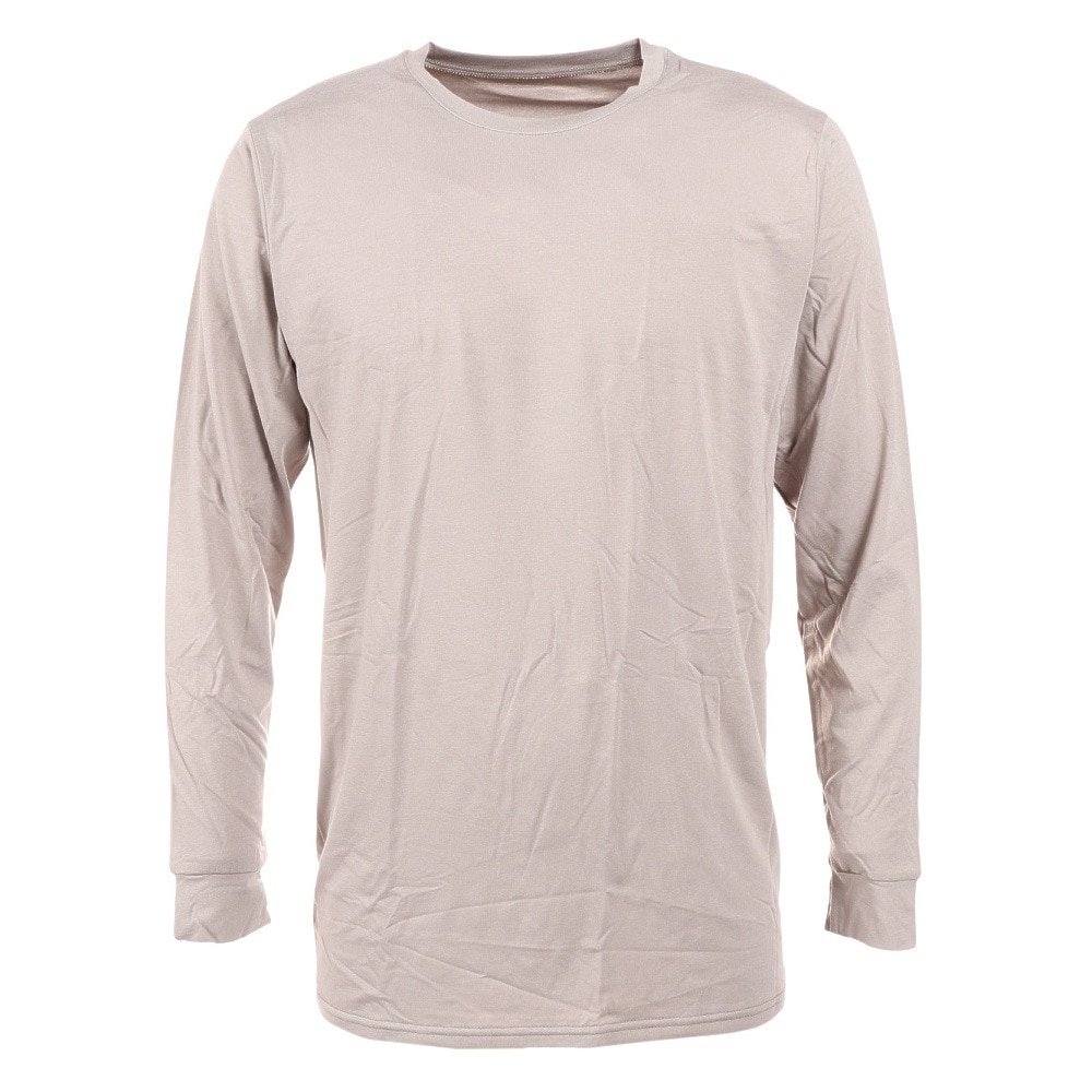 ノーブランド（NO BRAND）（メンズ）ヒートクロス薄手長袖クルーネックシャツ 891NN2ES0381GRY