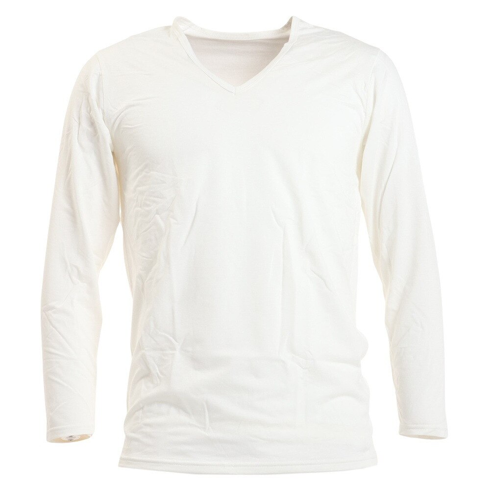 その他ブランド（OTHER BRAND）（メンズ）ヒートクロス 薄手 長袖Vネック アンダ-シャツ 891NN2ES0382WHT 防寒