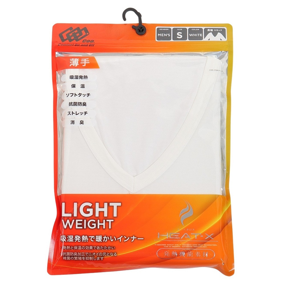 クー（Coo.）（メンズ）ヒートクロス 薄手 Vネックアンダーシャツ 891CO3ES0022 WHT 防寒