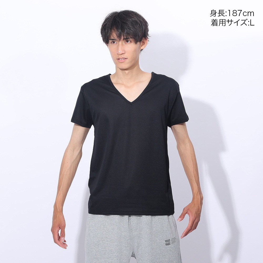 クー（Coo.）（メンズ）ドライプラス Vネック 半袖アンダーシャツ 891CO4GC0002 BLK 吸汗 速乾