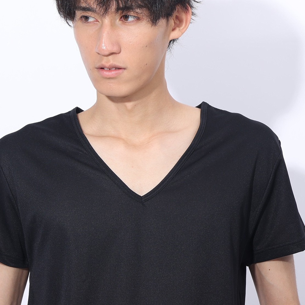 クー（Coo.）（メンズ）ドライプラス Vネック 半袖アンダーシャツ 891CO4GC0002 BLK 吸汗 速乾