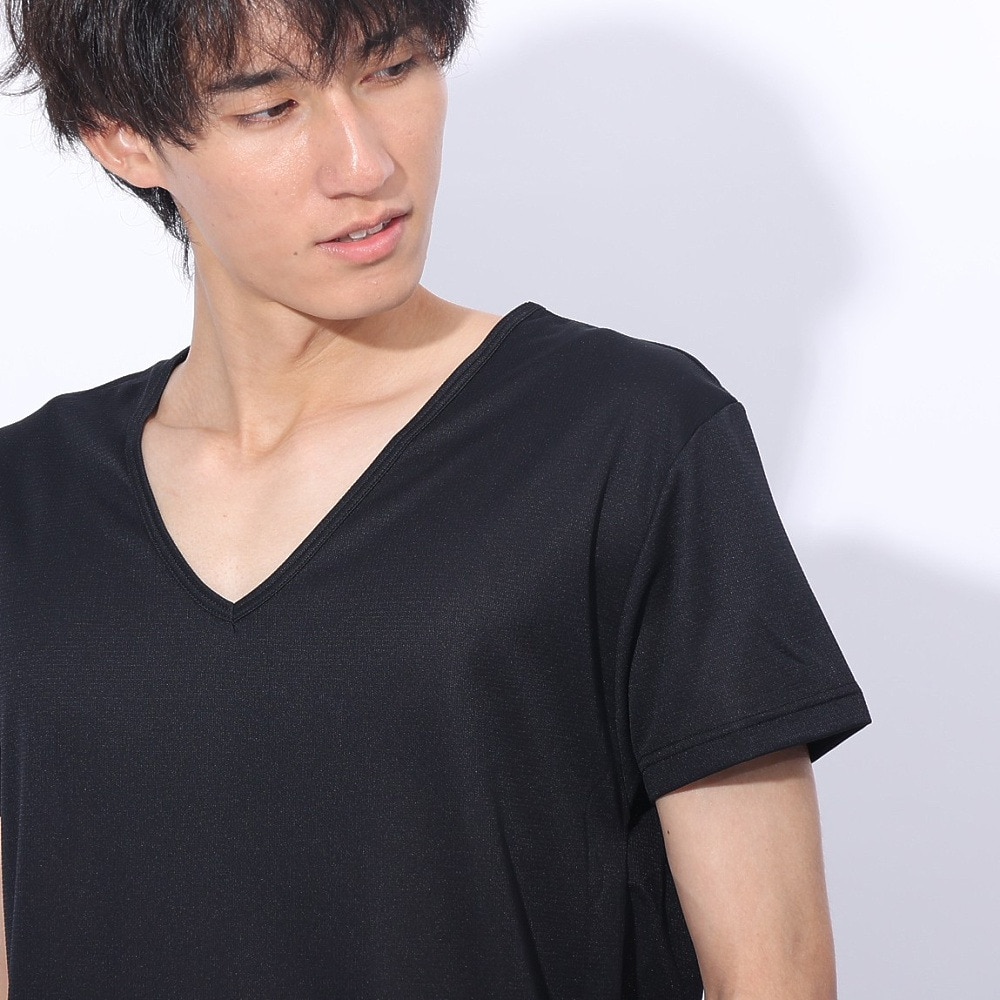 クー（Coo.）（メンズ）ドライプラス Vネック 半袖アンダーシャツ 891CO4GC0002 BLK 吸汗 速乾