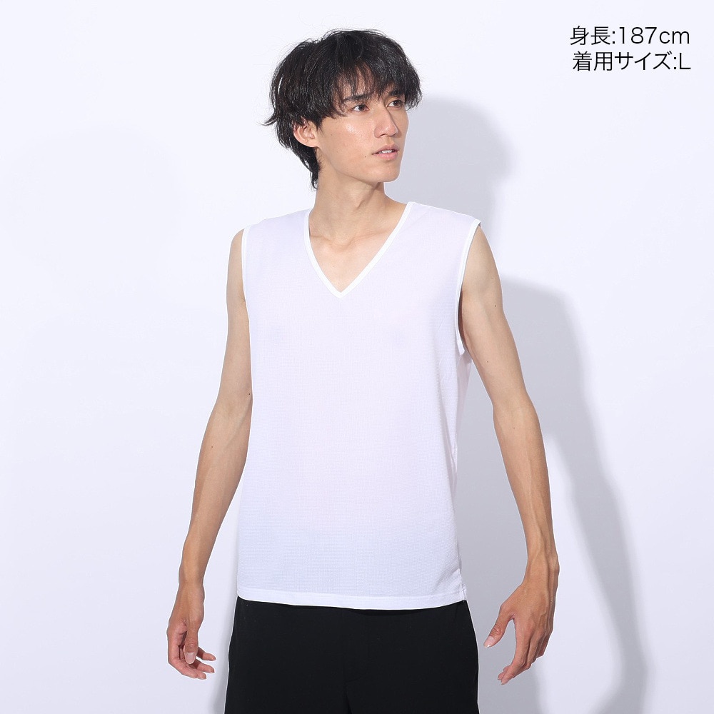 クー（Coo.）（メンズ）ドライプラス Vネック ノースリーブアンダーシャツ 891CO4GC0003 WHT 吸汗 速乾 白 S-3L