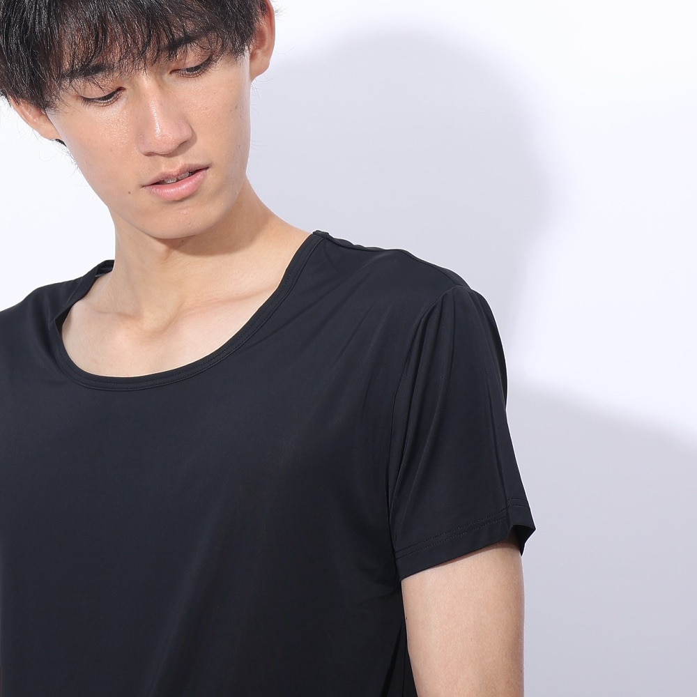 クー（Coo.）（メンズ）ドライプラスクール クルーネック半袖シャツ 891CO4GC0006 BLK 冷感 黒