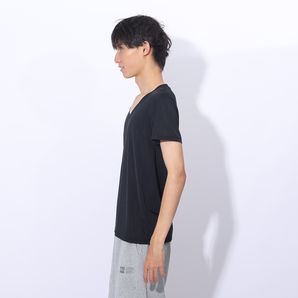 クー（Coo.）（メンズ）ドライプラスクール 半袖Vネックシャツ 891CO4GC0007 BLK 冷感 黒 白 S-3L