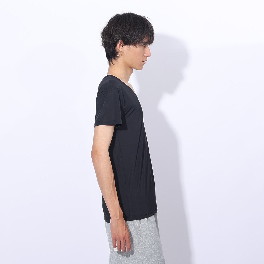 クー（Coo.）（メンズ）ドライプラスクール 半袖Vネックシャツ 891CO4GC0007 BLK 冷感 黒 白 S-3L