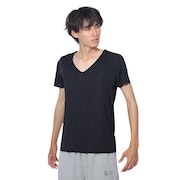 (メンズ)ドライプラスクール 半袖Vネックシャツ 891CO4GC0007 BLK 冷感 黒 白 S-3L