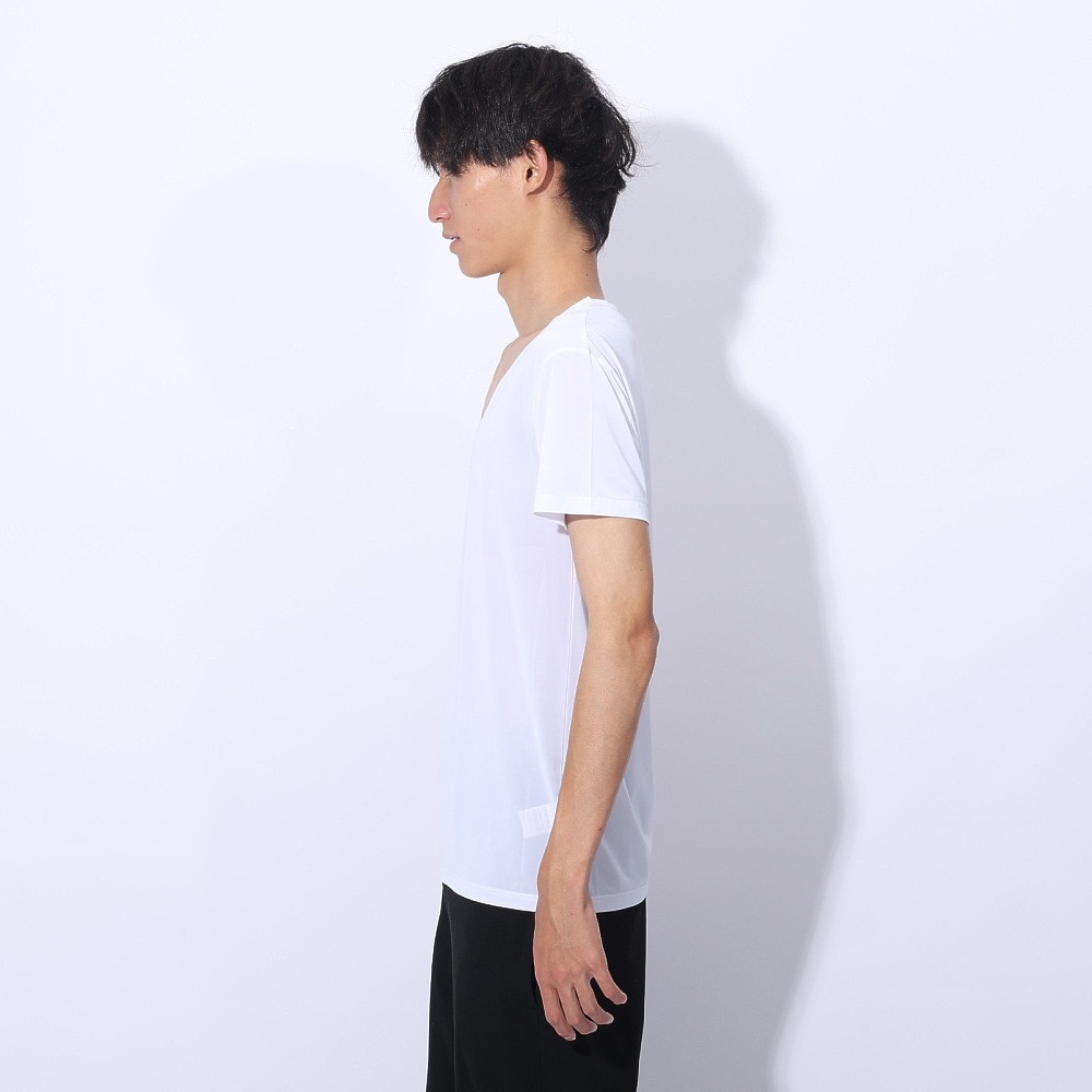 クー（Coo.）（メンズ）ドライプラスクール 半袖Vネックシャツ 891CO4GC0007 WHT 冷感