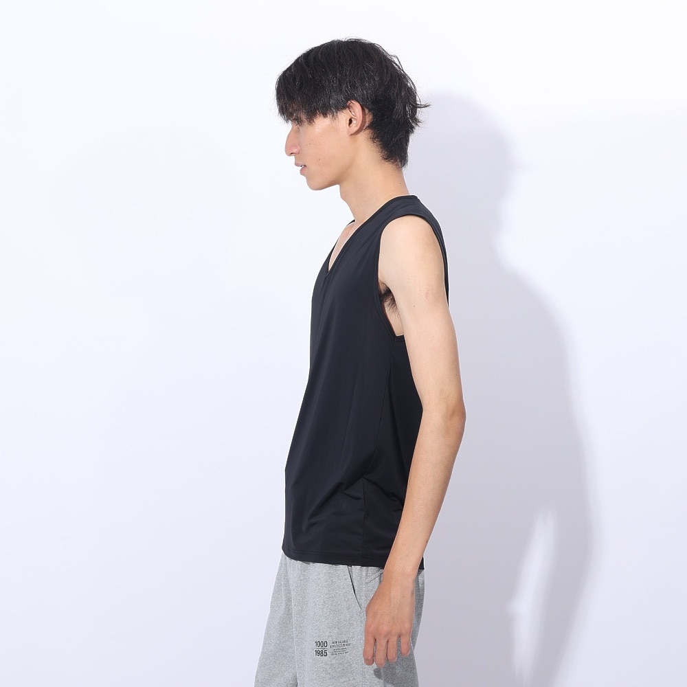 クー（Coo.）（メンズ）ドライプラスクール Vネックノースリーブシャツ 891CO4GC0008 BLK 冷感 黒