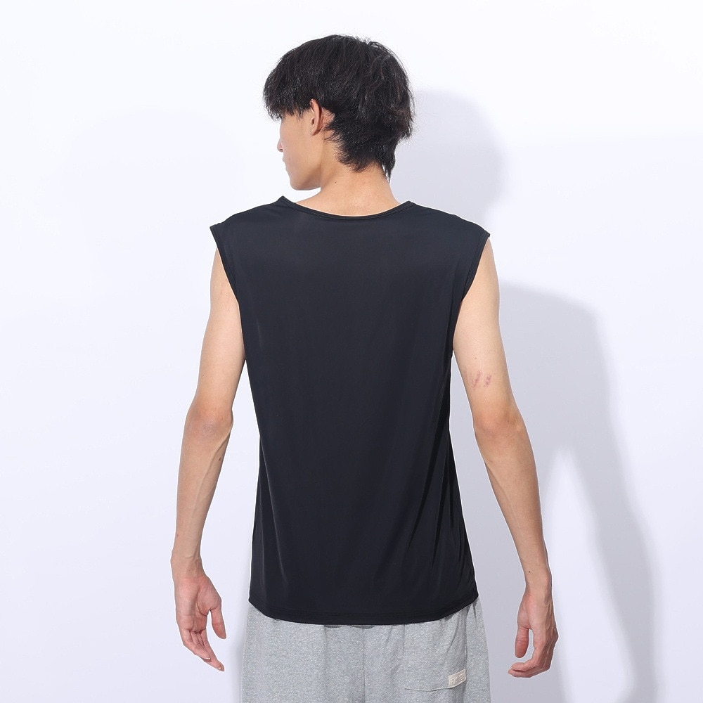 クー（Coo.）（メンズ）ドライプラスクール Vネックノースリーブシャツ 891CO4GC0008 BLK 冷感 黒