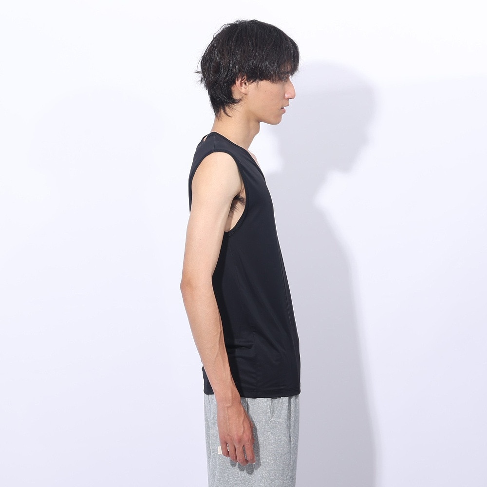 クー（Coo.）（メンズ）ドライプラスクール Vネックノースリーブシャツ 891CO4GC0008 BLK 冷感 黒