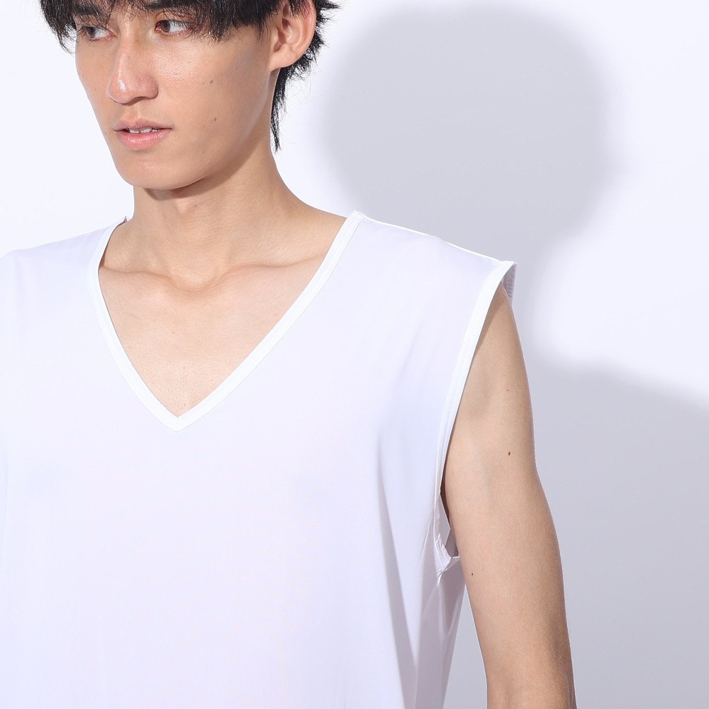 クー（Coo.）（メンズ）ドライプラスクール Vネックノースリーブシャツ 891CO4GC0008 WHT 冷感 白