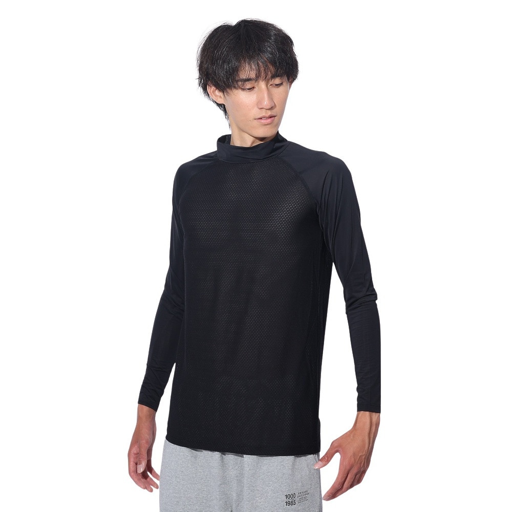 クー（Coo.）（メンズ）ドライプラス メッシュ ハイネック 長袖アンダーシャツ 891CO4GC0014 BLK 吸汗 速乾
