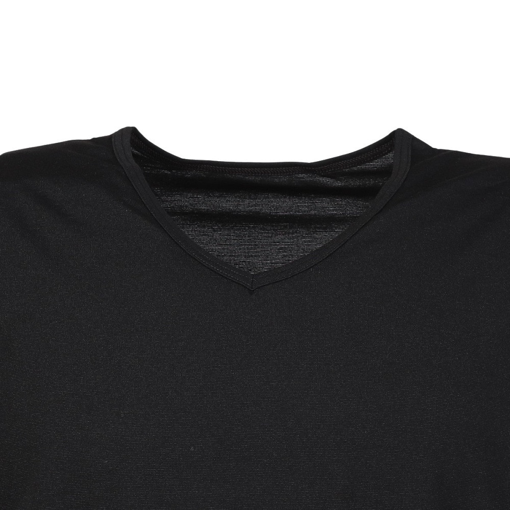 クー（Coo.）（メンズ）ヒートクロス 薄手 9分袖Vネック インナーシャツ 891CO4GC0125 BLK 保温 発熱素材 M-LLサイズ