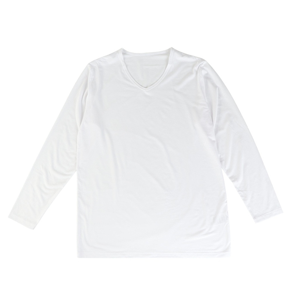 クー（Coo.）（メンズ）ヒートクロス 薄手 9分袖Vネックシャツ 891CO4GC0126 WHT 発熱素材 ホワイト