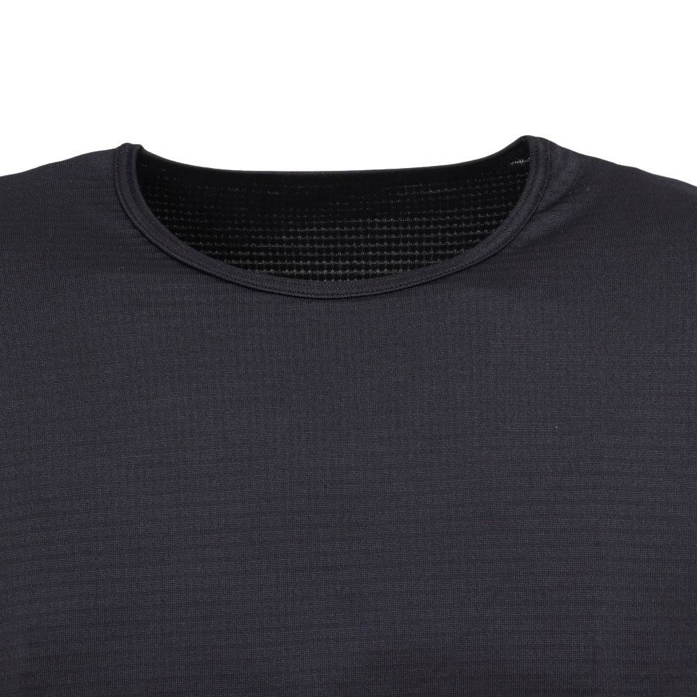 クー（Coo.）（メンズ）ドライウォーム グリッド クルーネック 長袖シャツ 891CO4GC0133 BLK 黒 M-3Lサイズ 吸汗 速乾