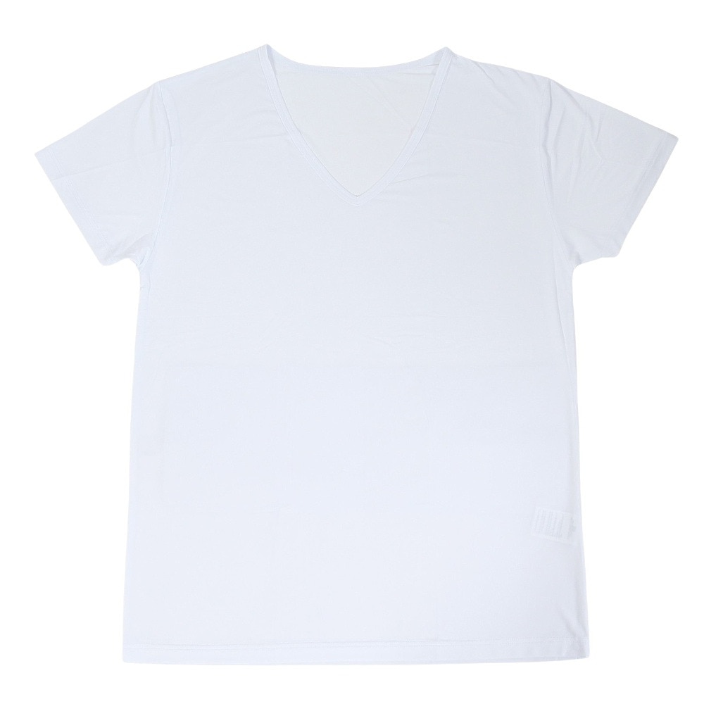 クー（Coo.）（メンズ）Vネック半袖シャツ ドライプラスクール 白 S-3Lサイズ 891CO5GC0002 WHT UPF50+ 紫外線対策 吸汗速乾 接触冷感 抗菌 防臭 新調 肌着