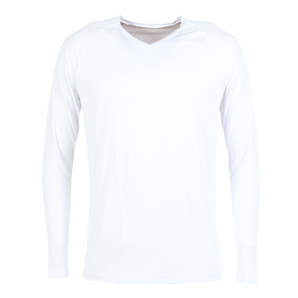 クー（Coo.）（メンズ）Vネック 長袖シャツ ドライプラスクール 白 S-3Lサイズ 891CO5GC0004 WHT UPF50+ 紫外線対策 吸汗速乾 接触冷感 抗菌 防臭 新調 肌着
