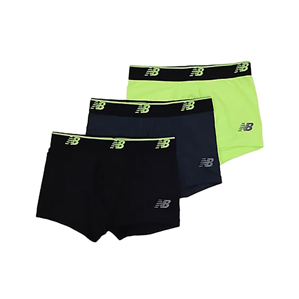ニューバランス（new balance）（メンズ）下着 メッシュボクサー 3インチ前閉じ 3枚組 黒×ライム S-Lサイズ LAU13048THN 肌着 アンダーウェア パンツ