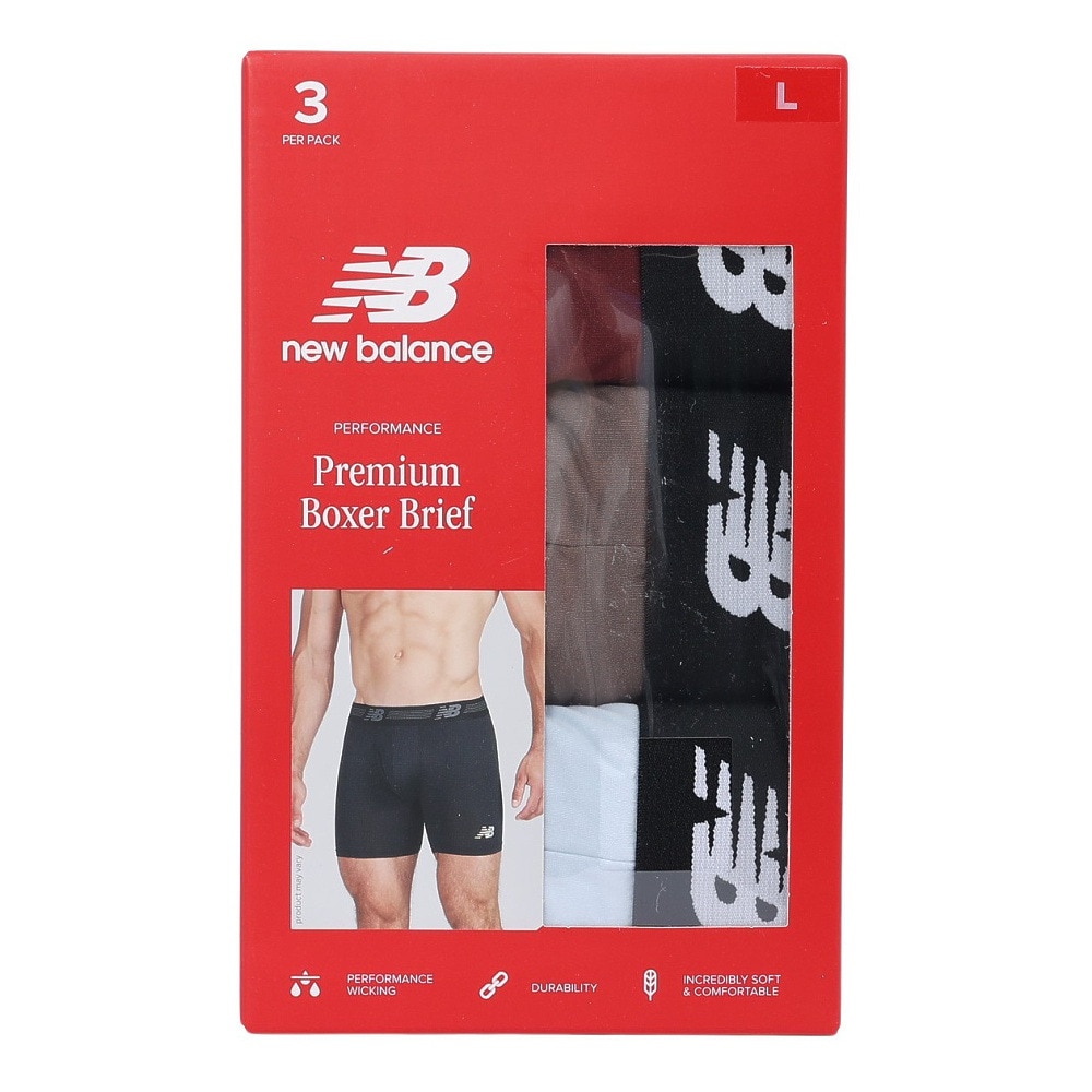 ニューバランス（new balance）（メンズ）プレミアムボクサーパンツ 6インチ前開き 3枚組 S-LLサイズ LAU13001FRT 下着 アンダーウェア ボクサー 3枚 セット