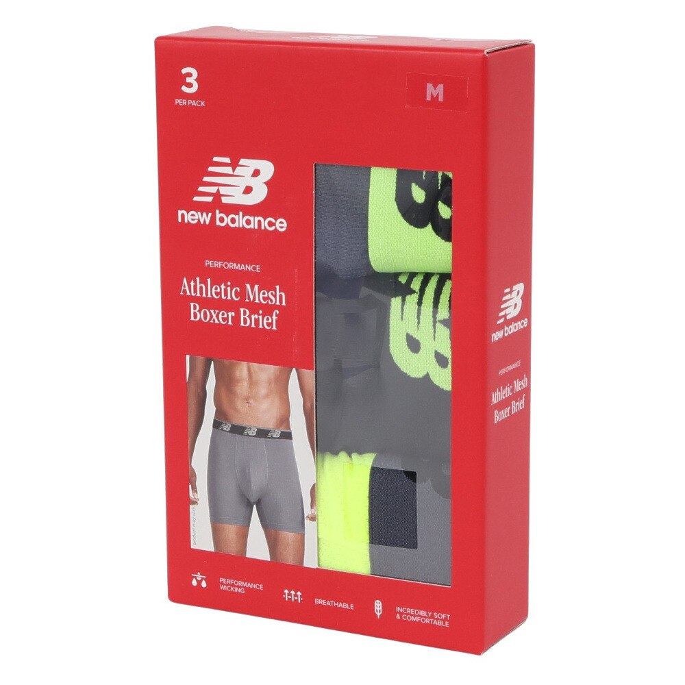 ニューバランス（new balance）（メンズ）メッシュボクサーパンツ 5インチ前閉じ 3枚組 S-LLサイズ LAU13015THN 下着 アンダーウェア ボクサー 3枚 セット