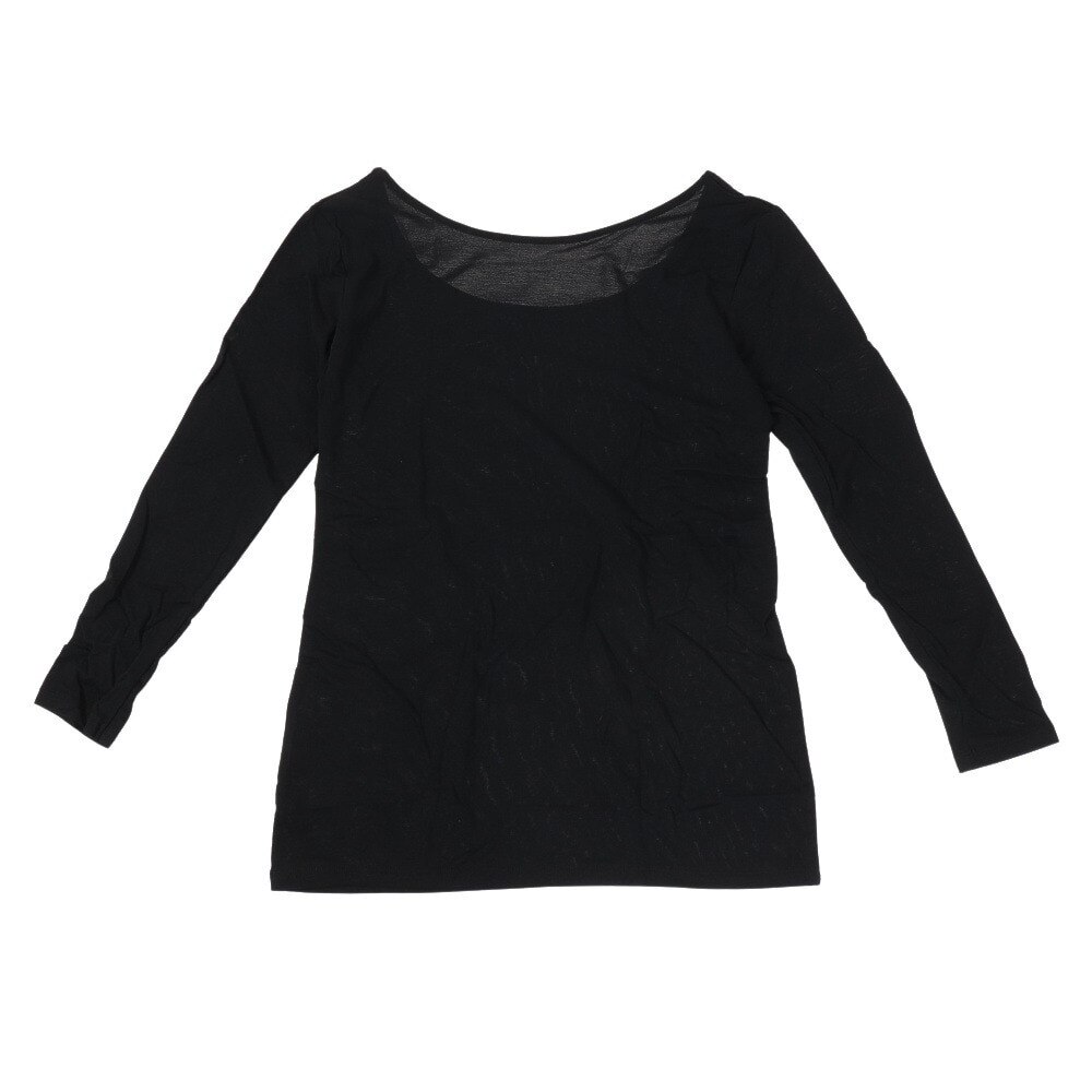ノーブランド（NO BRAND）（レディース）ヒートクロス 薄手Uネック長袖シャツ 892NN2ES0386BLK 防寒