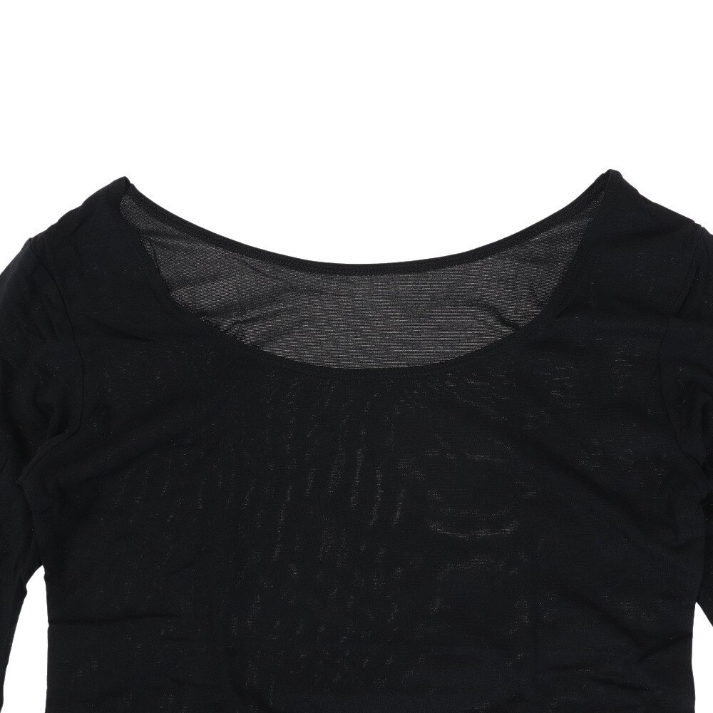 ノーブランド（NO BRAND）（レディース）ヒートクロス 薄手Uネック長袖シャツ 892NN2ES0386BLK 防寒