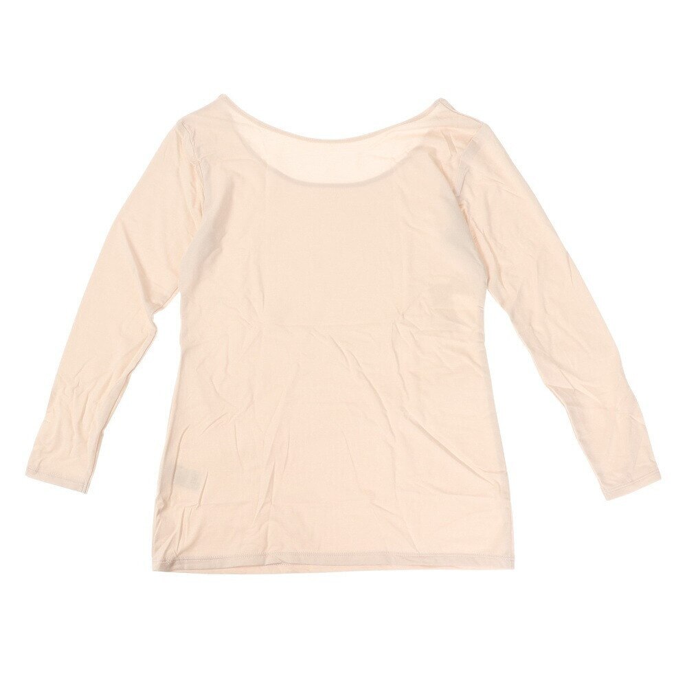 ノーブランド（NO BRAND）（レディース）ヒートクロス 薄手Uネック長袖シャツ 892NN2ES0386OWHT 防寒