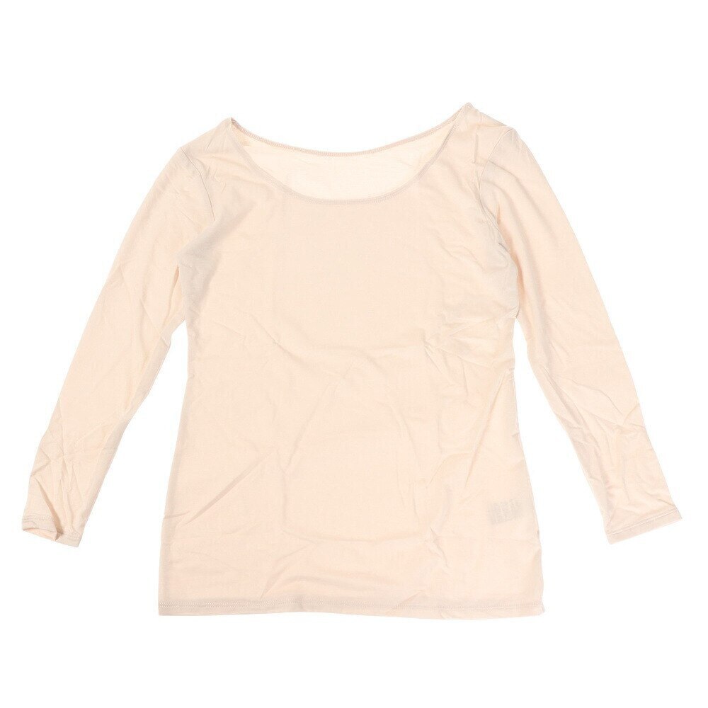 ノーブランド（NO BRAND）（レディース）ヒートクロス 薄手Uネック長袖シャツ 892NN2ES0386OWHT 防寒