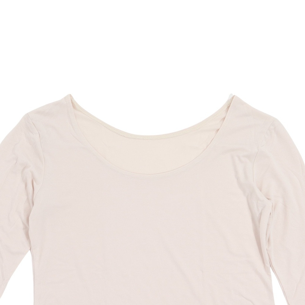 クー（Coo.）（レディース）ヒートクロス 薄手9分袖Uネック 長袖Tシャツ 892CO3ES0026 OWHT 防寒
