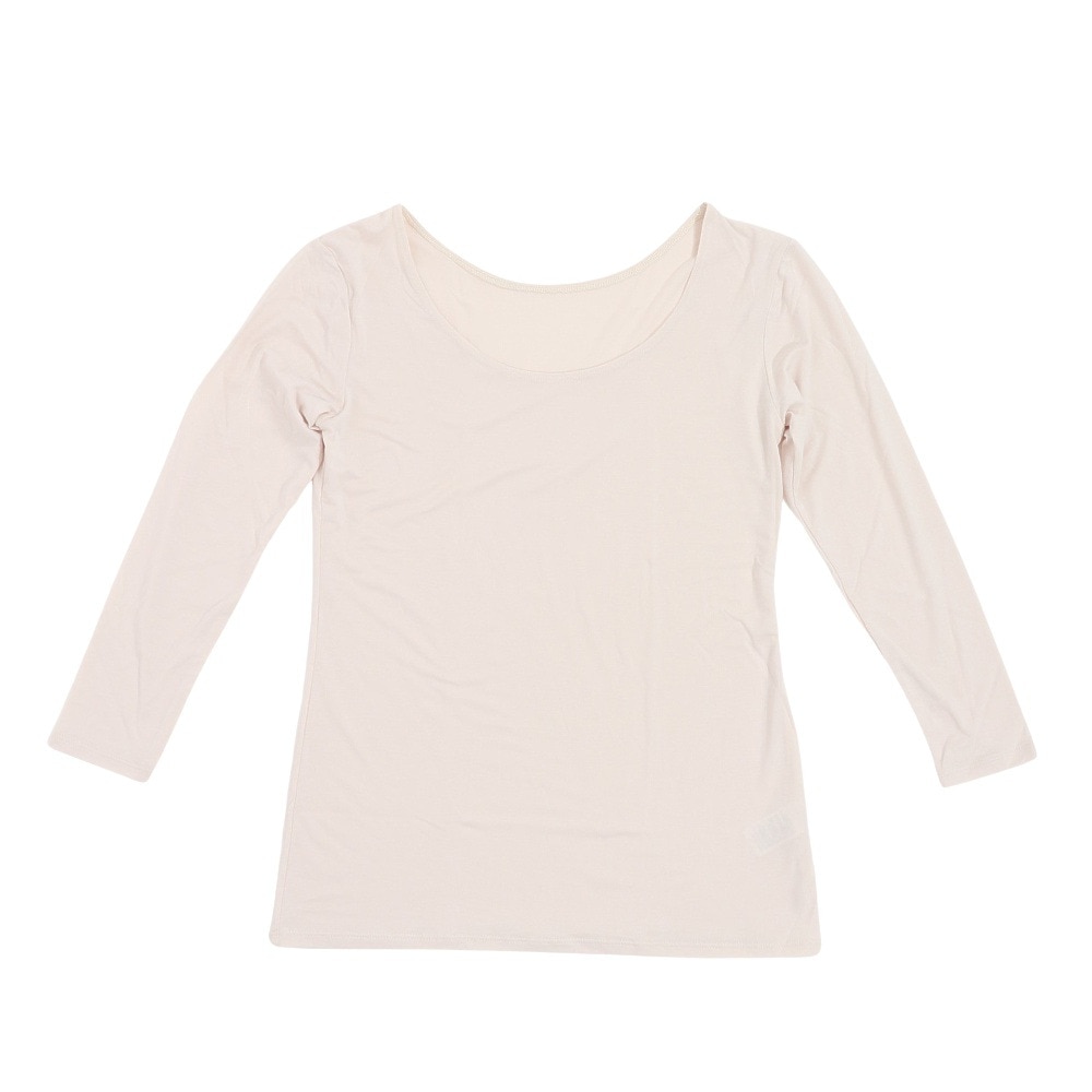 クー（Coo.）（レディース）ヒートクロス 薄手9分袖Uネック 長袖Tシャツ 892CO3ES0026 OWHT 防寒