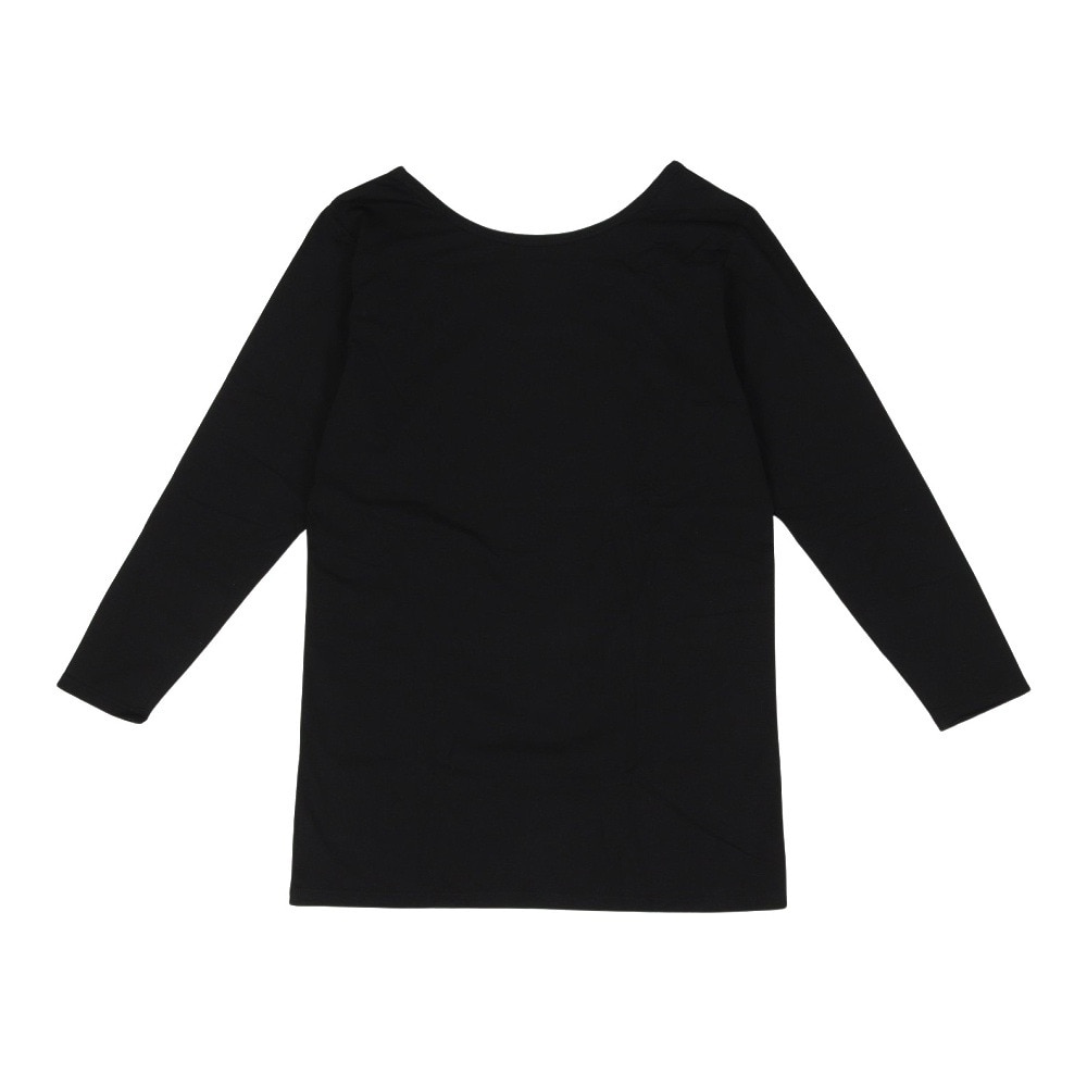 クー（Coo.）（レディース）ヒートクロス 薄手 L 9分袖 Uネック アンダーシャツ 892CO4GC0128 BLK