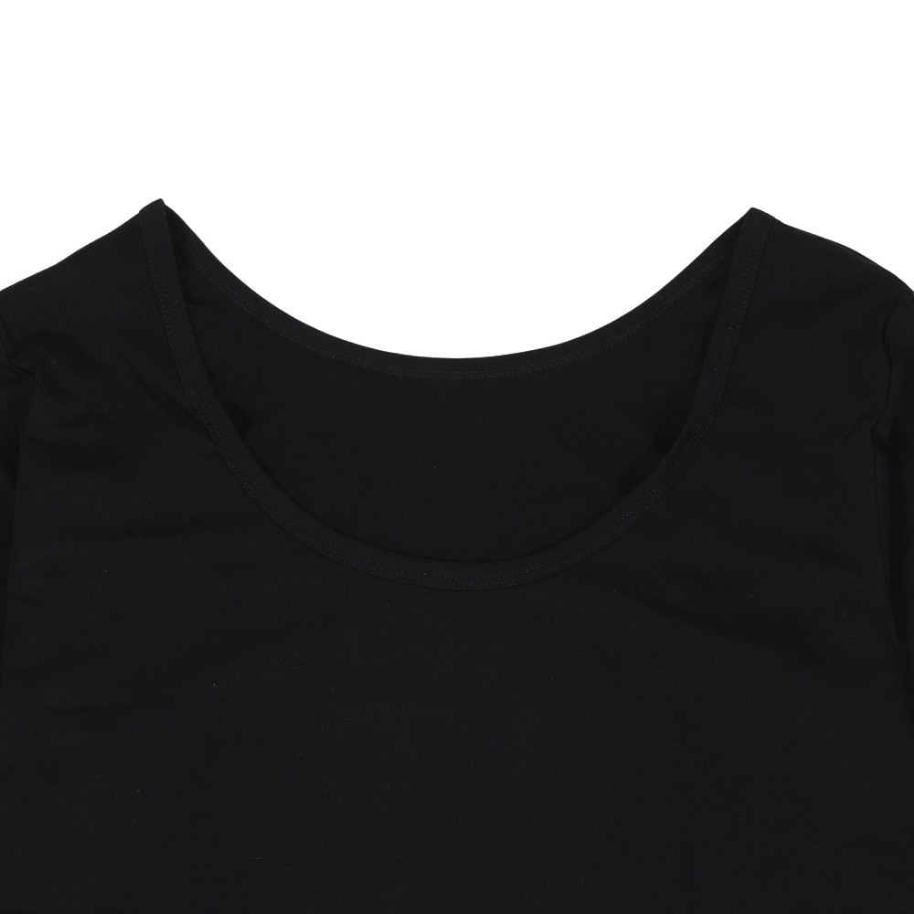 クー（Coo.）（レディース）ヒートクロス 薄手 L 9分袖 Uネック アンダーシャツ 892CO4GC0128 BLK