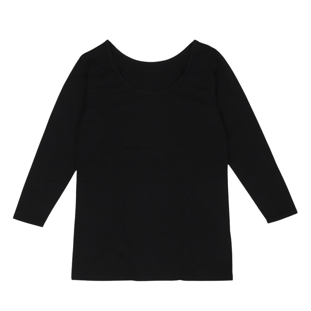クー（Coo.）（レディース）ヒートクロス 薄手 L 9分袖 Uネック アンダーシャツ 892CO4GC0128 BLK