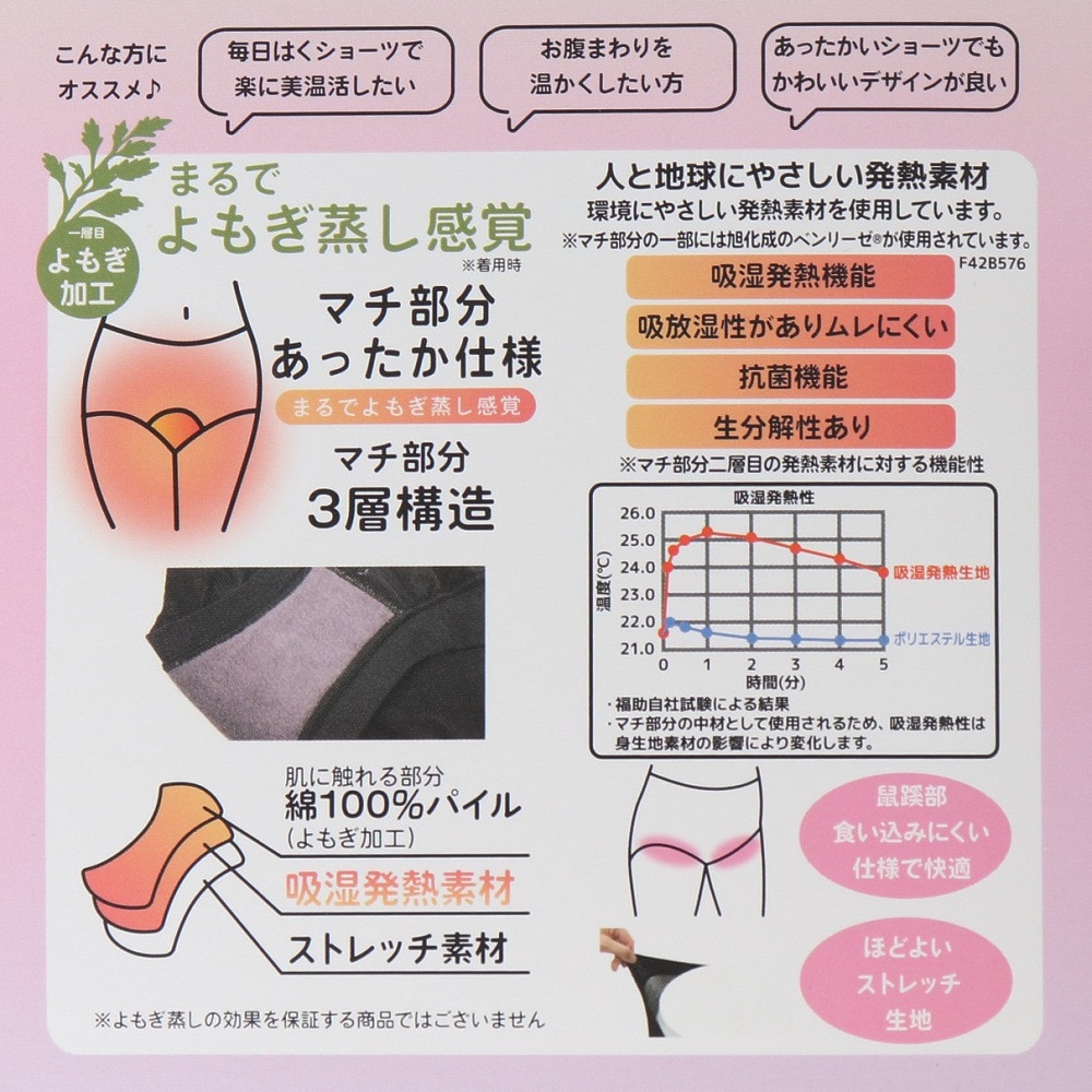 福助（レディース）美温活 よもぎ蒸し心地 ショーツ スタンダードタイプ 37-4701APNK